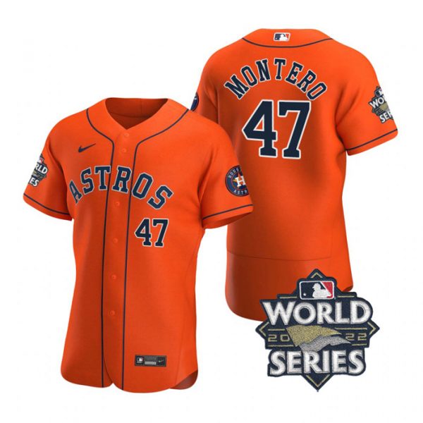 Astros 47 Rafael Montero Orange Nike 2022 World Series Flexbase Jersey->houston astros->MLB Jersey